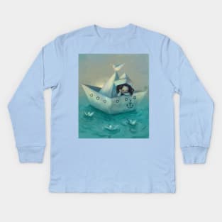 Paper Boat Kids Long Sleeve T-Shirt